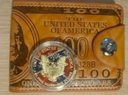 Skórzany portfel Dollars USD z pozłacaną monetą USA + upominek gratis
