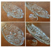 zabytkowa patera do ciast antyk vintage huta szkła  Hortensja