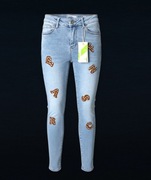 Spodnie jeansowe M.Sara, push up, litery z dżetami, XL