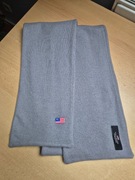 Szary wełniany szalik Ralph Lauren, z flagą, wełna, królik, vintage