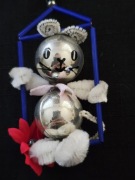 Pajacyk miś na huśtawcebombki choinkowe PRL vintage zabawki na choinke