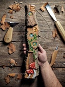 Rzeźba w drewnie baśniowy domek ozdoba muchomor prezent  agroturystyka 6