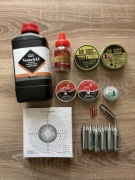 Zestaw do wiatrówki + CO2 +śrut +tarcze +dodatki (Air Boss, Oztay, Vesuvit)