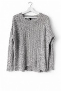 Szary melanżowy sweter oversize w warkocze H&M M