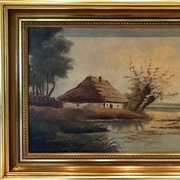 Stary obraz: Bielski - Wiejska chata XIX/XX wiek