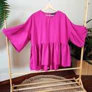 Bluzka oversize z bashinka z wiskozy wiskoza XL 42 różowa Reserved fuksja