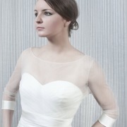 NOVIAS bolerko tiul + satyna, biel M, 50 % taniej!