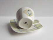 Filiżanka ze spodkiem DOMEXA listek kratka ciekawa NOWA