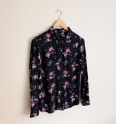 Czarna bluzka w kwiaty H&M S[36]