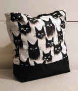Torba shopper hand made wodoodporna czarny kot 