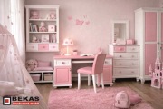 Biurko Dzieciece KIDS Biało Różowe PINK BEKAS Dąb Producent Mebli 