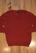 Sweter Next r. S czerwony męski dekolt v bawełniany dł rękaw