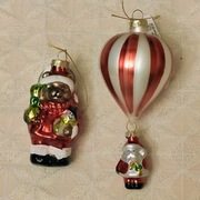2 szklane bombki Mikołaj i Mis z balonem