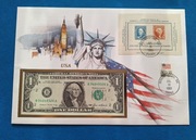 Koperta numizmatyczna z banknotem USA 1 dollar