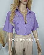 Koszula bawełniana na krótki rękaw na lato elegancka casualowa