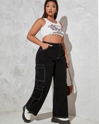 Spodnie proste z szerszą nogawką, bojówki r44