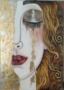 Obraz Złote Łzy Gustav Klimt kopia 100cmx70cm akryl/płótno/szlagmetal 