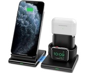 Seneo PA191B 3w1 ładowarka indukcyjna iPhone Apple Watch Airpods czarna