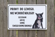 TABLICZKA PCV 25 x 40 cm UWAGA zły pies UV – PERSONALIZOWANA