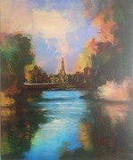 Pejzaż, impresja, obraz olejny na płótnie, 50x40 cm