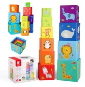 Pudełka klocki ukladanka wieża piramidka dla dzieci zabawka edukacyjna