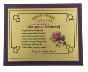 Certyfikat Dyplom na Blaszce  - Prezent URODZINY 20 40 60 70 80