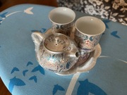 oryginalny artystyczny chiński posrebrzany zestaw do parzenia herbaty 