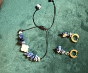 Komplet biżuterii z kamieniami lapis lazuli bransoletka kolczyki