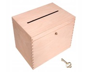 Drewniane pudełko na koperty SKRZYNKA ŚLUB KLUCZYK