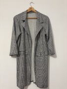 Długi kardigan marynarka w kratkę S małe M 