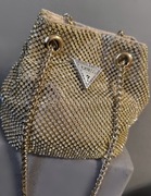 Torebka damska mała GUESS złota kryształki cyrkonie worek
