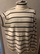 ZARA szeroki sweter tunika z golfem pasy paski guziki oversize duży