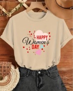 Gotowy na Prezent Koszulka z Grafiką na Dzień Kobiet z Okrągłym Dekoltem  