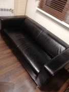 Sofa czarna, prawdziwa skóra jak NOWA