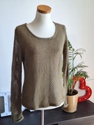 Sweterek ażurowy terranova khaki S elegancki damski na wiosnę