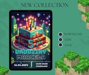 MINECRAFT edycyjne zaproszenie na URODZINY