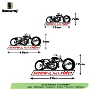Naklejka motocyklowa "Screw it, let's ride!" – zestaw 3 rozmiarów 