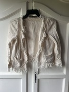 Narzutka z lnem, Zara Basic, XS, z frędzlami i kieszeniami, beżowa