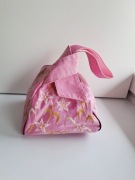 Jedwabna torebka typu "Knot Bag" – różowa, haftowana, NOWA