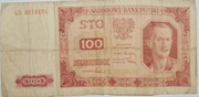 piękny banknot 100zł 1948 rok stan obiegowy seria GS unikatowy
