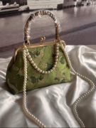 Nowa elegancka torebka orientalna retro bambus perły haft