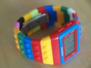 Zegarek klocki LEGO elektroniczny cyfrowy dzieci ramka niebiesko-czerwona