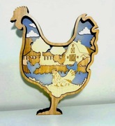  Dekoracja z drewna Kura Ozdoba,Wiejski Styl, HDF Sklejka prezent Wielkanoc