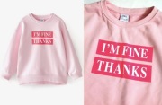 ZARA dziewczęca bluza dresowa | I'm Fine Thanks | różowa | 13 14 lat
