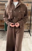 komplet damski: bluza + spodnie brązowy | by o la la | s/36 m/38 elegancki