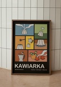 Plakat „Kawiarka” ciemny, kawa - grafika A2 retro