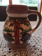 Kufel gliniany wys. 17cm - motyw myśliwski