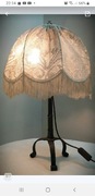 Lampa stołowa metal i koronka