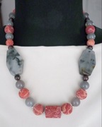 Promocja!Naszyjnik korale Agat Rubin Jadeit Koral 