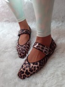 (39) Panterkowe baleriny wieczorowe z zapięciem, NOWE 